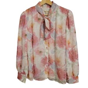Jessakae Pink Floral Long Sleeve Blouse